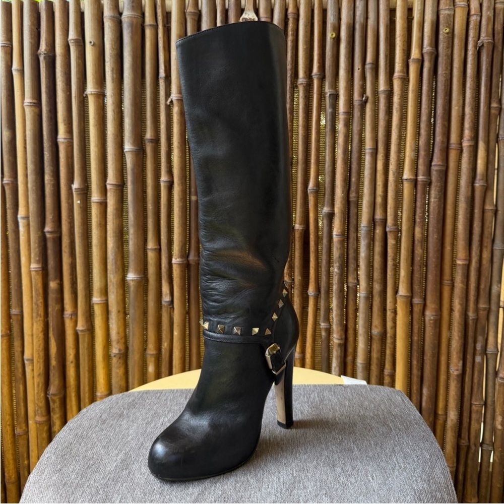 VALENTINO GARAVANI pull-up rockstars knee high boots